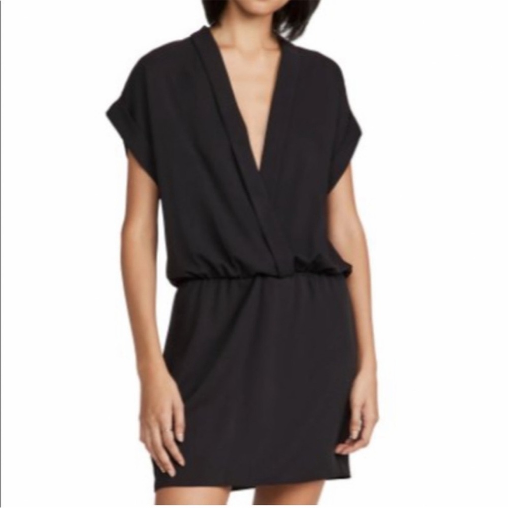 Amanda Uprichard Hera Black V-neck Faux Wrap Mini Party Dress Size Small